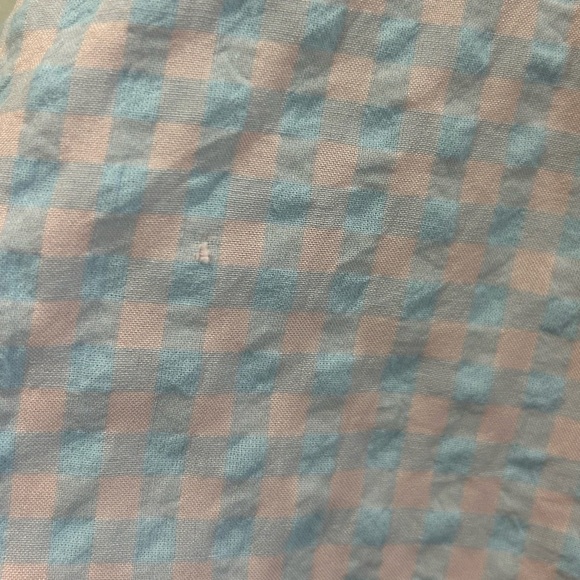 AnnieWear Grace Gingham Button Down Top in Sky Blue & Pink NEW M - Picture 6 of 6